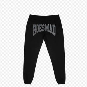 HOES MAD BLACK SWEATPANTS (RHINESTONE FRONT)